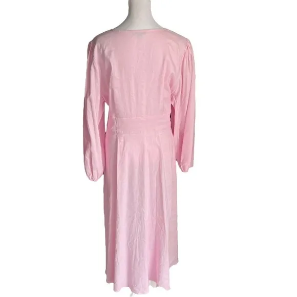 J. Crew - Stretch Viscose-Blend Button-Front Midi Dress Light Pink Sz 18
