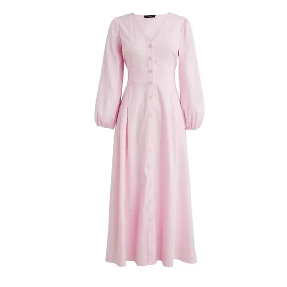 J. Crew - Stretch Viscose-Blend Button-Front Midi Dress Light Pink Sz 18