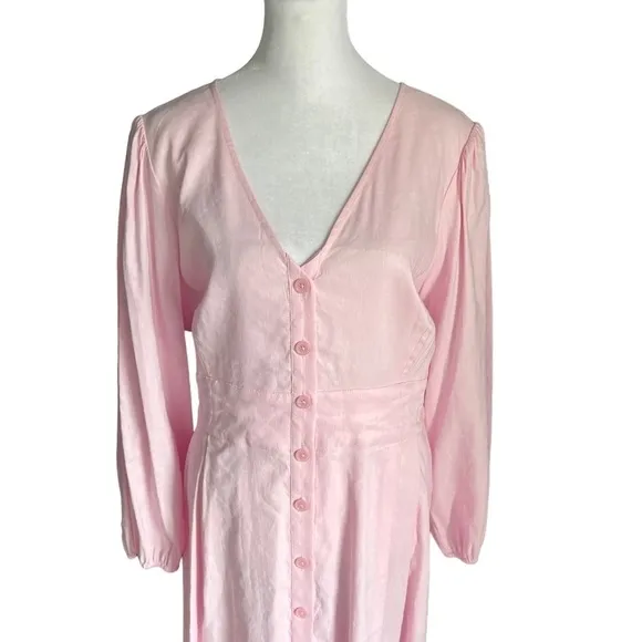 J. Crew - Stretch Viscose-Blend Button-Front Midi Dress Light Pink Sz 18