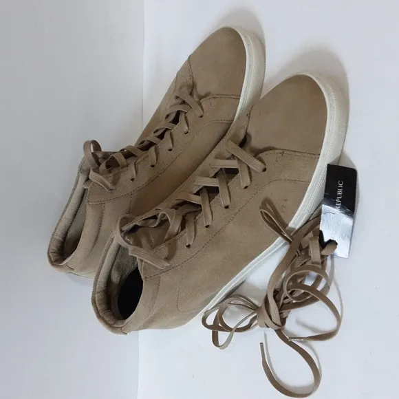 J crew Suede ankle sneakers boots tan men 11.5M lace up casual office Y2K retro
