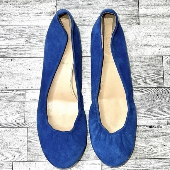 J. Crew Women’s Cece Suede Ballet Flat Made in Italy in Cobalt Blue Size 6.5