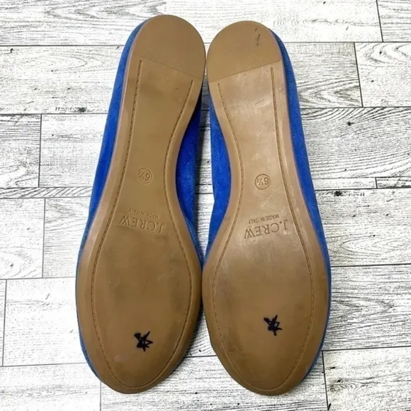 J. Crew Women’s Cece Suede Ballet Flat Made in Italy in Cobalt Blue Size 6.5