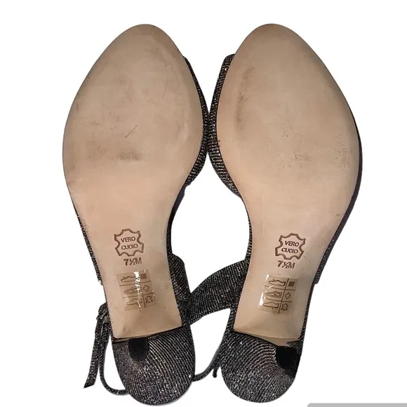 J. Reneé Dayna Glimmer Fabric Peep Toe Slingback Heels Dress Shoes Size 7-1/2 M