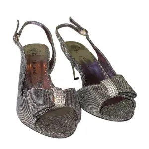 J. Reneé Dayna Glimmer Fabric Peep Toe Slingback Heels Dress Shoes Size 7-1/2 M