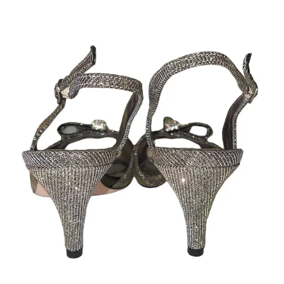 J. Reneé Dayna Glimmer Fabric Peep Toe Slingback Heels Dress Shoes Size 7-1/2 M
