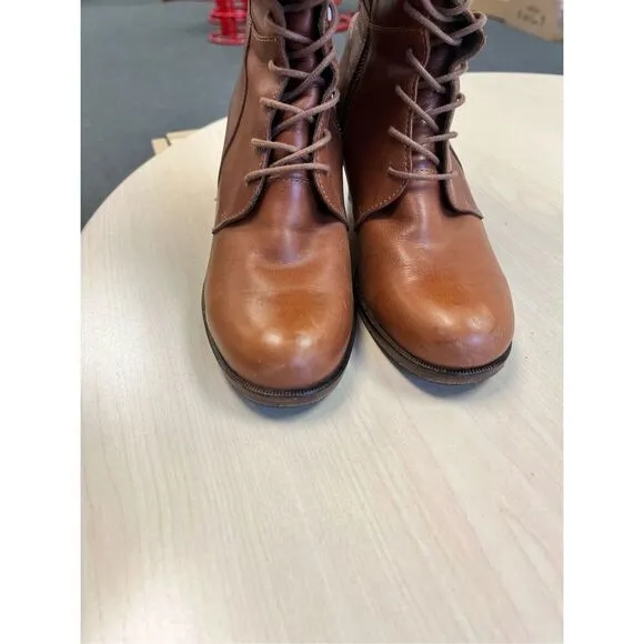 J Shoes Dorset Brown Hand Crafted Leather Lace &amp; Buckle Boots Anthropologie sz 7