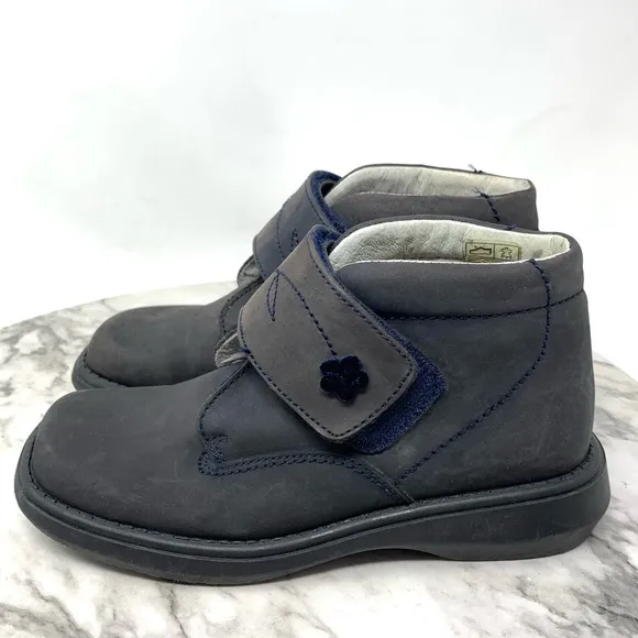 Jacadi Paris Square Toe Nubuck Floral Detail Ankle Boots 30/12 Classic Preppy