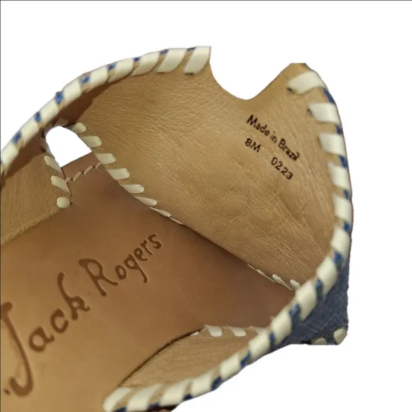 Jack Rogers 8 Embroidered Womens Sandals with Floral Design Leather Trim