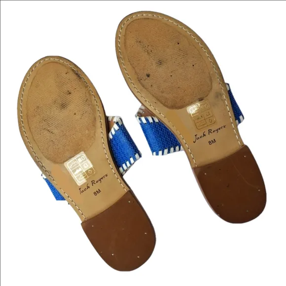 Jack Rogers 8 Embroidered Womens Sandals with Floral Design Leather Trim
