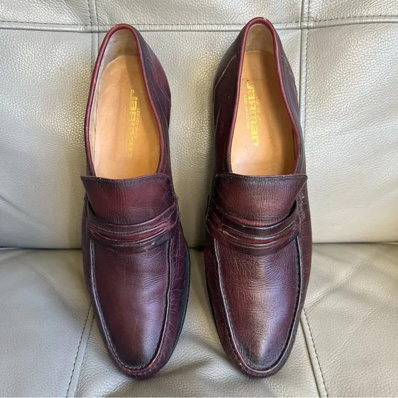 Jarman Leather Classic Penny Loafers Men’s Sz 10.5 D Burgundy Comfortable Shoes