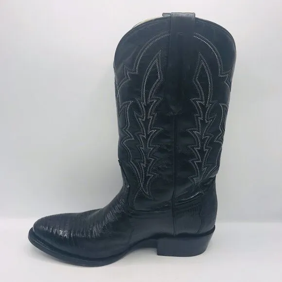JB Dillon Reserve Original Lizard Black JBR1006 Western Boots Mens Size 9 EE