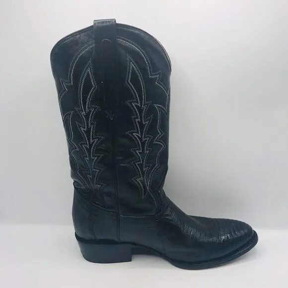 JB Dillon Reserve Original Lizard Black JBR1006 Western Boots Mens Size 9 EE