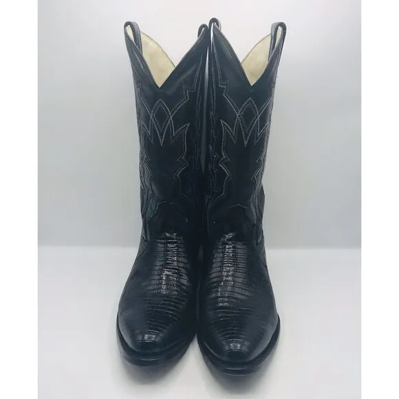 JB Dillon Reserve Original Lizard Black JBR1006 Western Boots Mens Size 9 EE