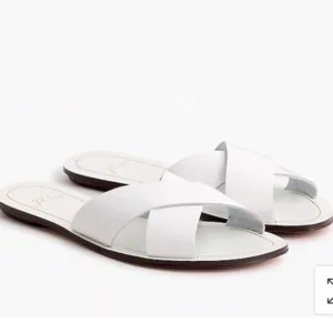 J.Crew Womens Size 11 White Leather Cyprus Sandal Slides