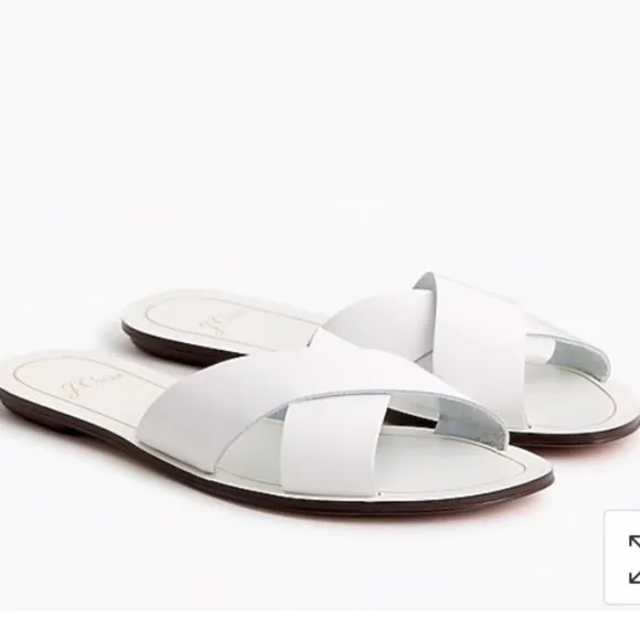 J.Crew Womens Size 11 White Leather Cyprus Sandal Slides