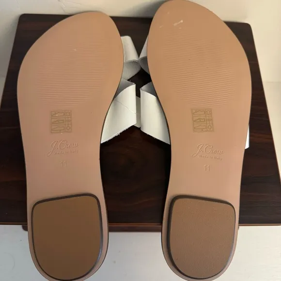 J.Crew Womens Size 11 White Leather Cyprus Sandal Slides