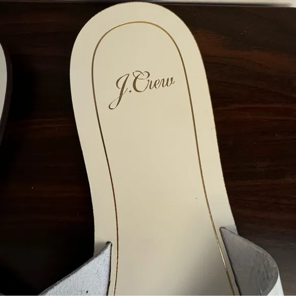 J.Crew Womens Size 11 White Leather Cyprus Sandal Slides