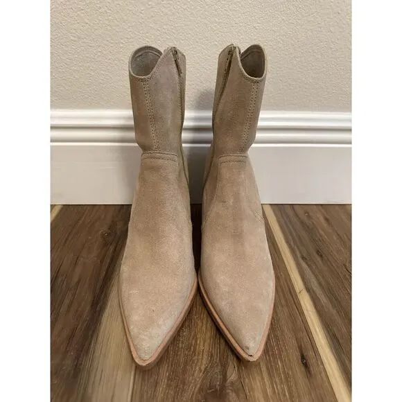 JEFFREY CAMPBELL Ankle Boots US 10 Jessine Ankle Boot in Beige Suede Natural