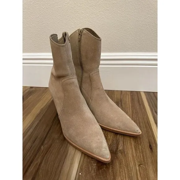 JEFFREY CAMPBELL Ankle Boots US 10 Jessine Ankle Boot in Beige Suede Natural