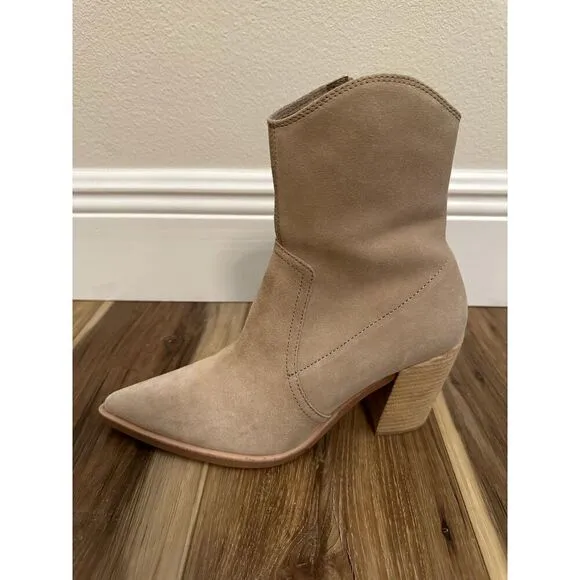 JEFFREY CAMPBELL Ankle Boots US 10 Jessine Ankle Boot in Beige Suede Natural