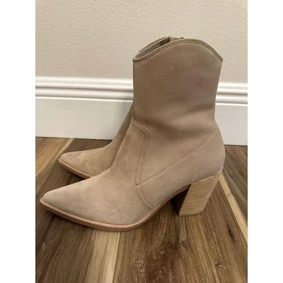 JEFFREY CAMPBELL Ankle Boots US 10 Jessine Ankle Boot in Beige Suede Natural