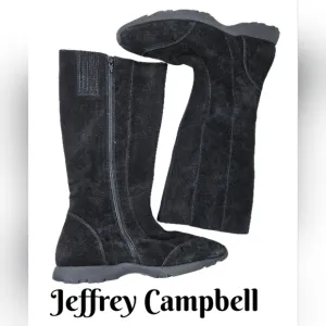 Jeffrey Campbell Endurance Mid Calf Boots Sz 11 Black Suede Winter  Slip Resist
