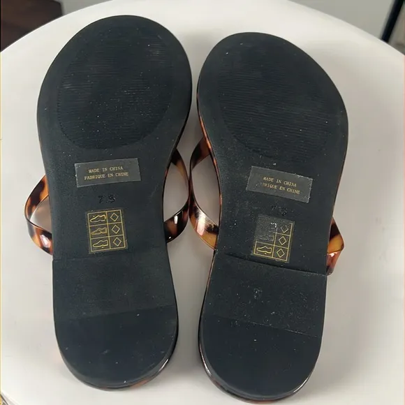 Jeffrey Campbell Kierra Tortoise Brown Tan Thong Sandals Size 7.5 Like New