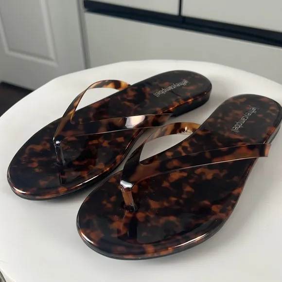 Jeffrey Campbell Kierra Tortoise Brown Tan Thong Sandals Size 7.5 Like New