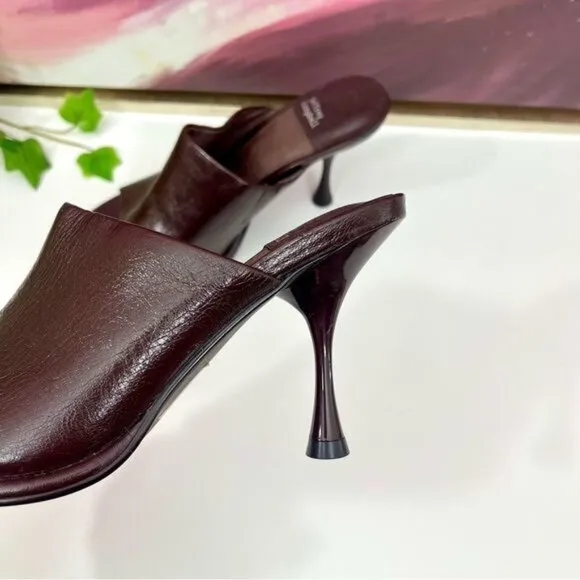 Jeffrey Campbell Leather Peep Toe Mule Sandals in Brown Size 6