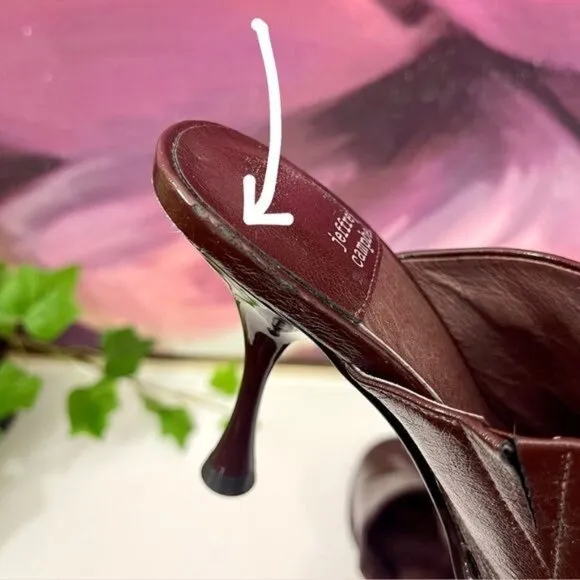 Jeffrey Campbell Leather Peep Toe Mule Sandals in Brown Size 6