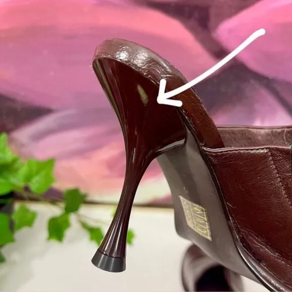 Jeffrey Campbell Leather Peep Toe Mule Sandals in Brown Size 6