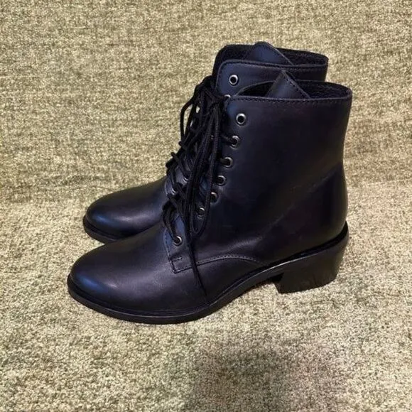 Jeffrey Campbell X Free People Combat Lace Up Black Leather Boots Size 6
