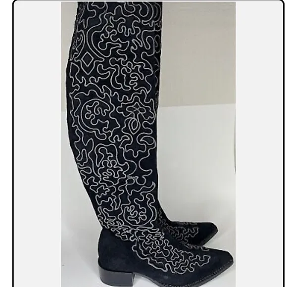 Jeffrey Campbell x Free People embroidered knee high boots