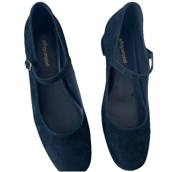 Jeffrey Campbell Suede Top Tier Mary Jane Pump  Heel Shoes Black Size 10 New