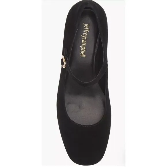 Jeffrey Campbell Suede Top Tier Mary Jane Pump  Heel Shoes Black Size 10 New