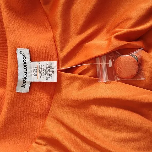 Jessica London Size 22/24 Orange 3/4 Length Sleeve Swing Coat Car Coat NWOT