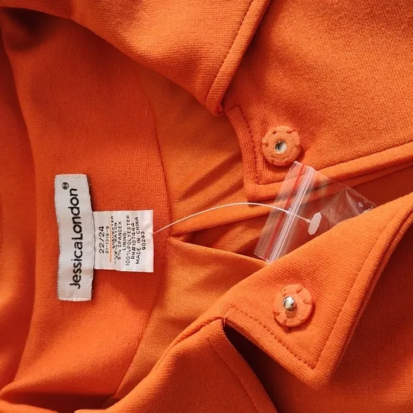 Jessica London Size 22/24 Orange 3/4 Length Sleeve Swing Coat Car Coat NWOT