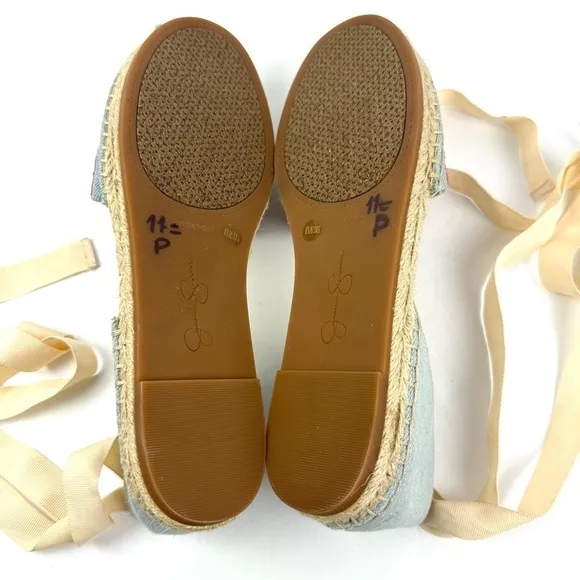 Jessica Simpson Espadrille Shoes 8.5 Ankle Tie Flats Embroidered Floral Boho New