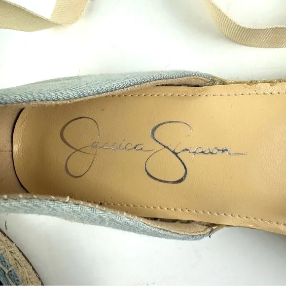 Jessica Simpson Espadrille Shoes 8.5 Ankle Tie Flats Embroidered Floral Boho New