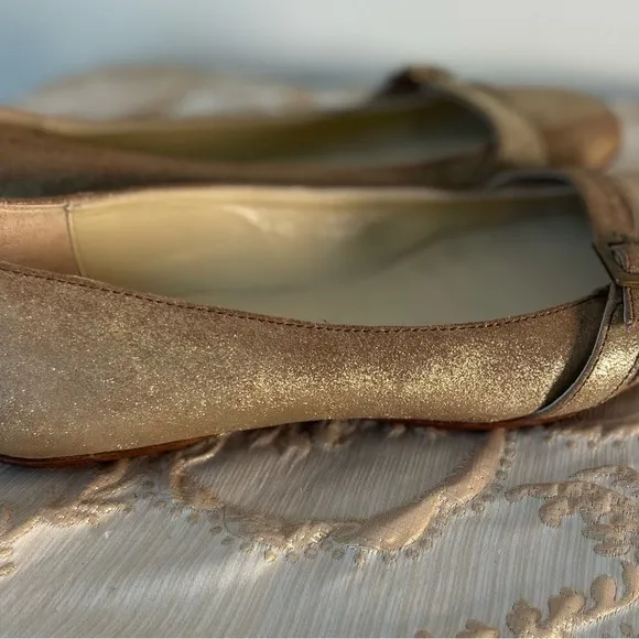 Jimmy Choo SZ 37 | US 6.5 Brushed Antique Gold Ballet Flats