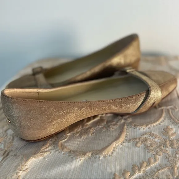 Jimmy Choo SZ 37 | US 6.5 Brushed Antique Gold Ballet Flats