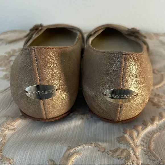 Jimmy Choo SZ 37 | US 6.5 Brushed Antique Gold Ballet Flats