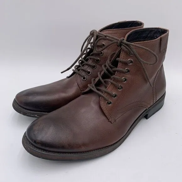 Joe's Jeans Leather Oxford Ankle Boots Men's Sz 9.5 Brown Lace Up‎
