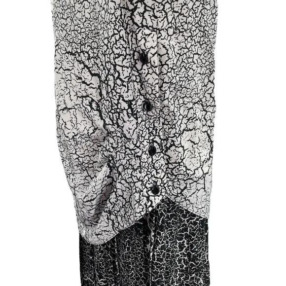 John Roberts Vintage 80s Black White Short Sleeve Drop Waist Dress Women Sz 8