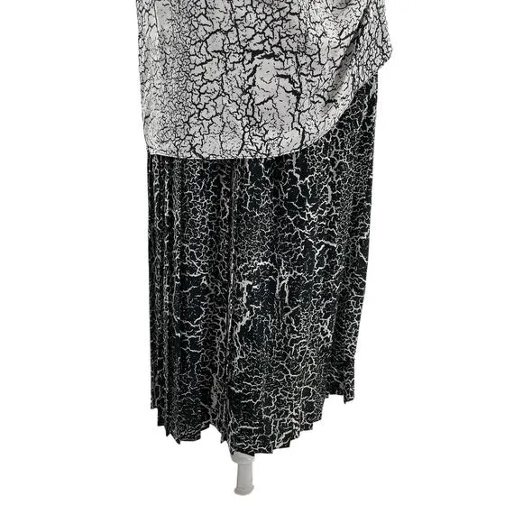 John Roberts Vintage 80s Black White Short Sleeve Drop Waist Dress Women Sz 8