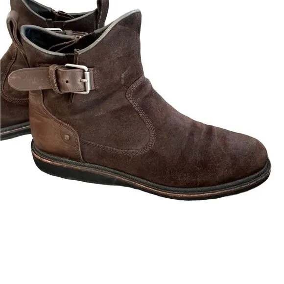 John Varvatos Leather Lug Winter Zip Boots, brown, size 10 M