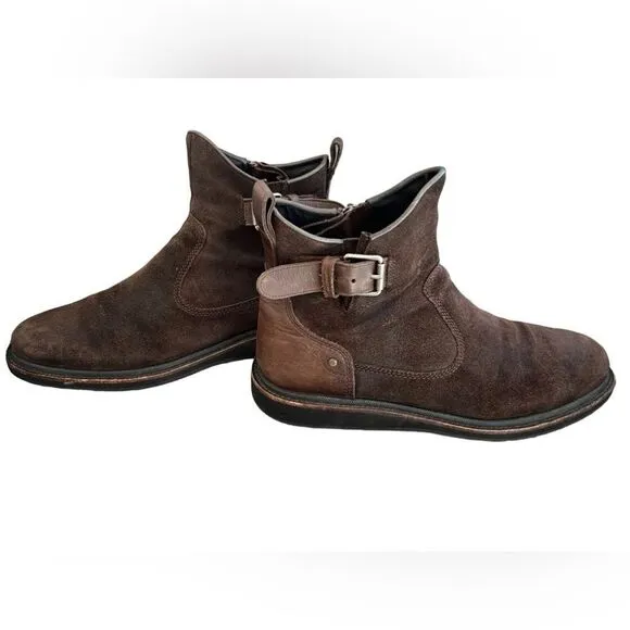 John Varvatos Leather Lug Winter Zip Boots, brown, size 10 M