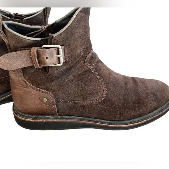 John Varvatos Leather Lug Winter Zip Boots, brown, size 10 M