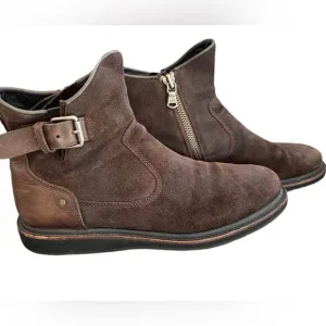 John Varvatos Leather Lug Winter Zip Boots, brown, size 10 M