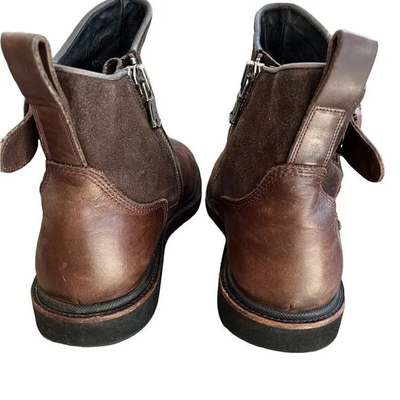 John Varvatos Leather Lug Winter Zip Boots, brown, size 10 M